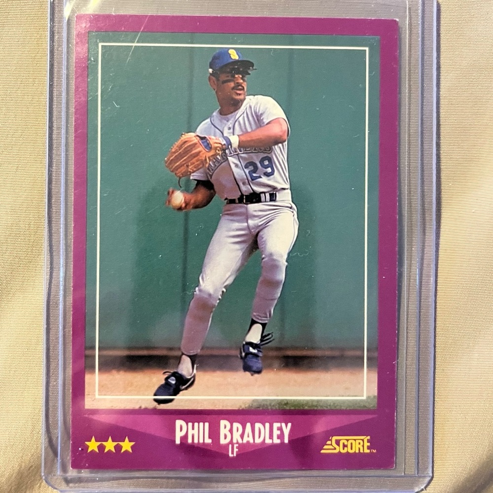Vintage Phil Bradley 1988 Seattle Mariners Score MLB Baseball Trading Card